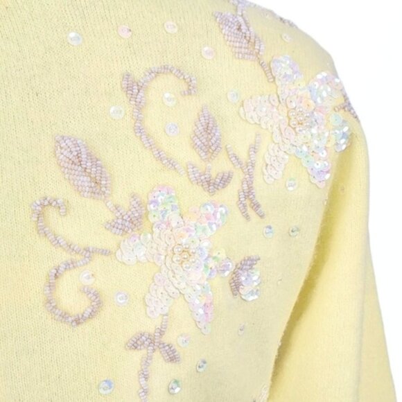 1950s Cashmere Cardigan Yellow Vintage Sweater Handmade British Crown Colony 60s - Picture 2 of 10